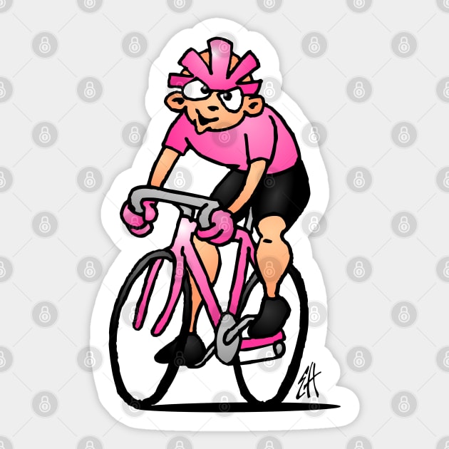 Cyclist wearing the Maglia Rosa Sticker by Cardvibes